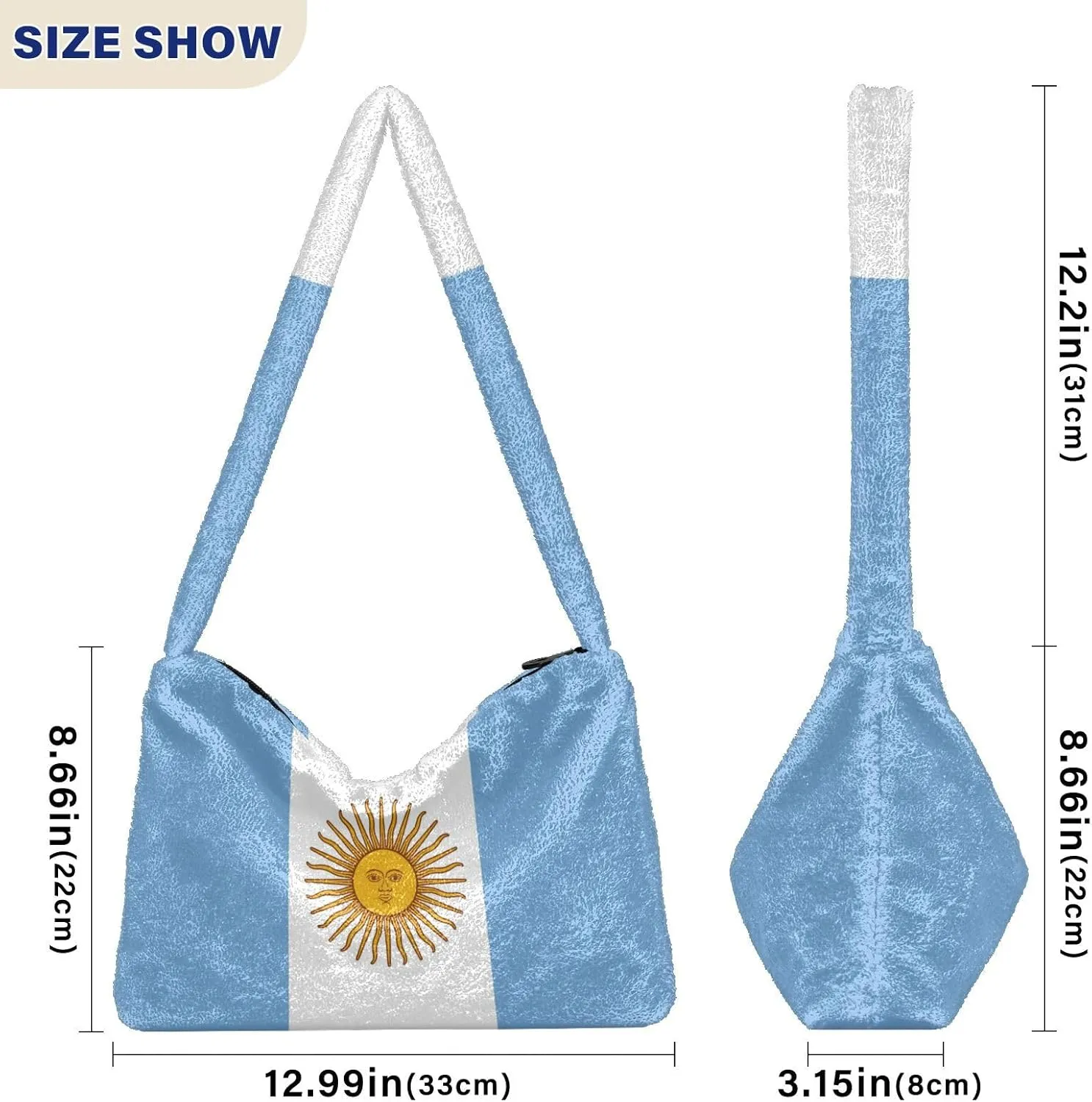 MCHIVER Shoulder Tote Bags for Women Furry Crossbody bag with Zipper Hobo Handbag Purses
