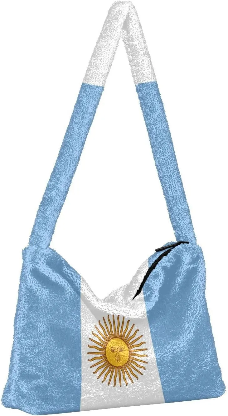 MCHIVER Shoulder Tote Bags for Women Furry Crossbody bag with Zipper Hobo Handbag Purses