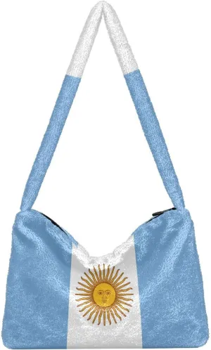 MCHIVER Shoulder Tote Bags for Women Furry Crossbody bag with Zipper Hobo Handbag Purses