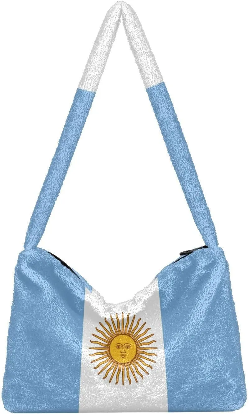 MCHIVER Shoulder Tote Bags for Women Furry Crossbody bag with Zipper Hobo Handbag Purses