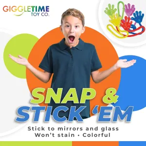 Medium Sticky Hand Assortment (72) Pieces - Party Favors, Piñata Stuffer, Carnival Prize, Back to School Supplies - Sticky Hands Party Favors - Sticky Hands for Kids - 6 Vibrant Colors,