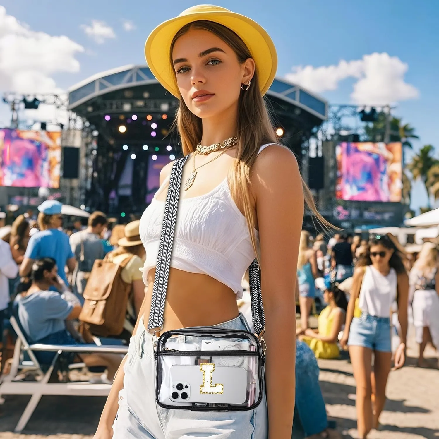 MEITRUE Clear Crossbody Bags for Women Trendy, Stadium approved Clear Purses Cross body bag for Concerts Sports