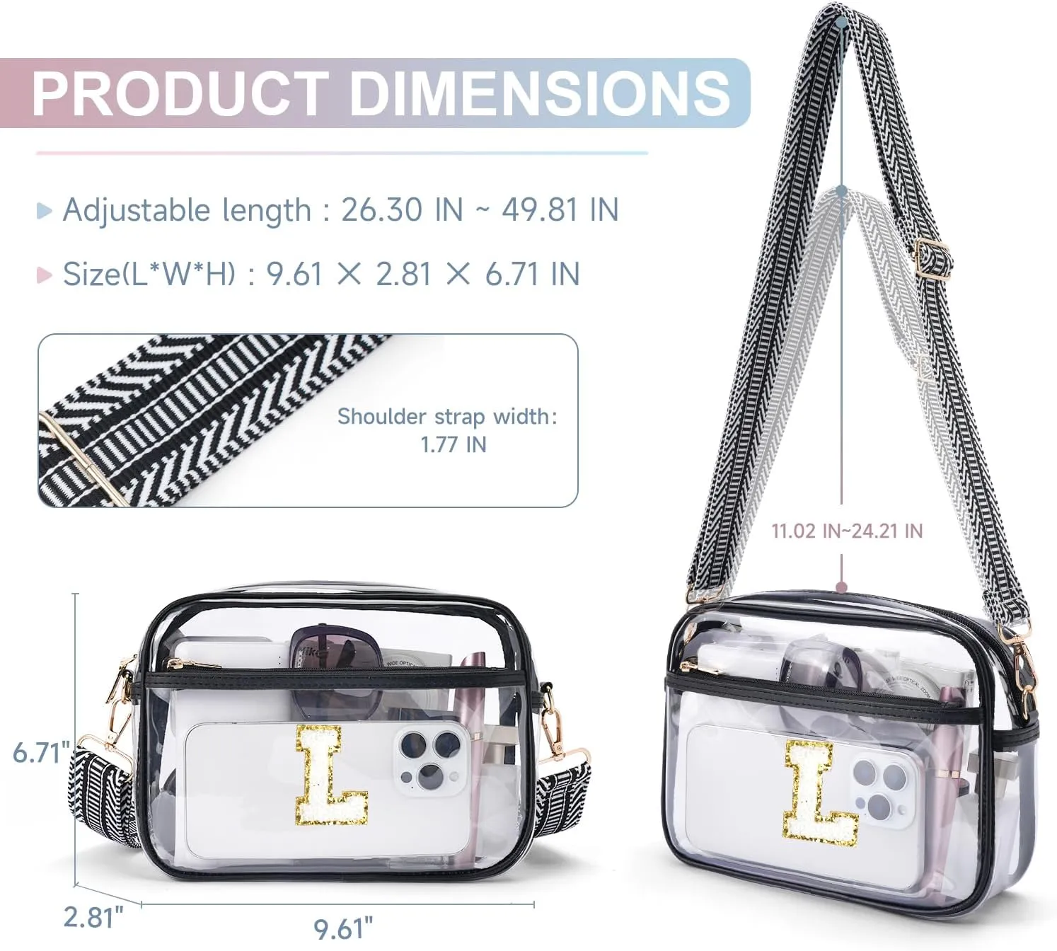 MEITRUE Clear Crossbody Bags for Women Trendy, Stadium approved Clear Purses Cross body bag for Concerts Sports