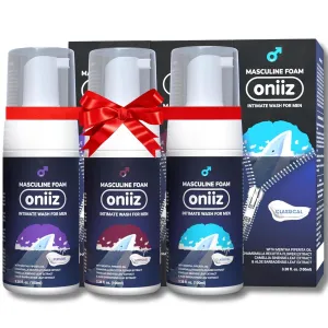 Men's Intimate Wash Combo 3 - Raspberry & White Musk   Tonka & Amber and Green Tea & Mint (3.38 fl. Oz) | pH Balanced, Natural Scents | Gift for Father's Day, Husband, Men, brother
