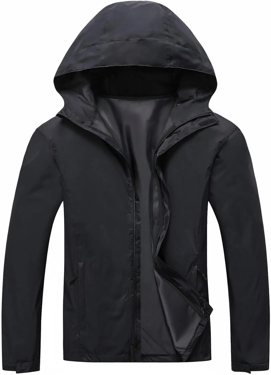Men's Rain Jacket Lightweight Waterproof Raincoat with Adjustable Hooded Outdoor Hiking Windbreaker