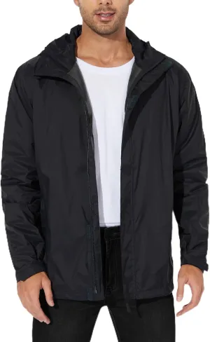 Men's Rain Jacket Lightweight Waterproof Raincoat with Adjustable Hooded Outdoor Hiking Windbreaker