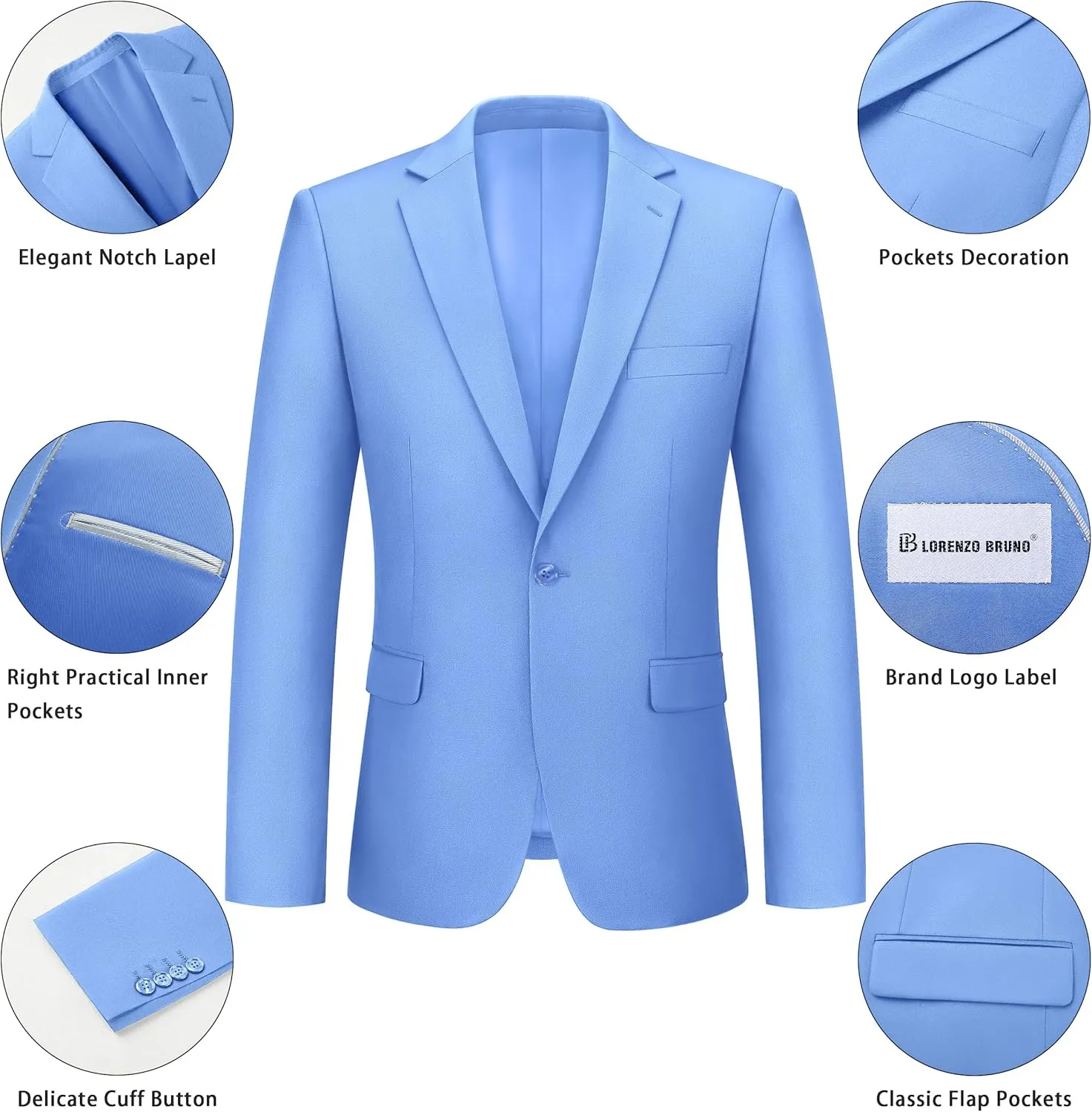 Mens Suit 2 Piece Suits for Men One Button Slim Fit Solid Jacket & Pants Tuxedo Set Business Wedding Party