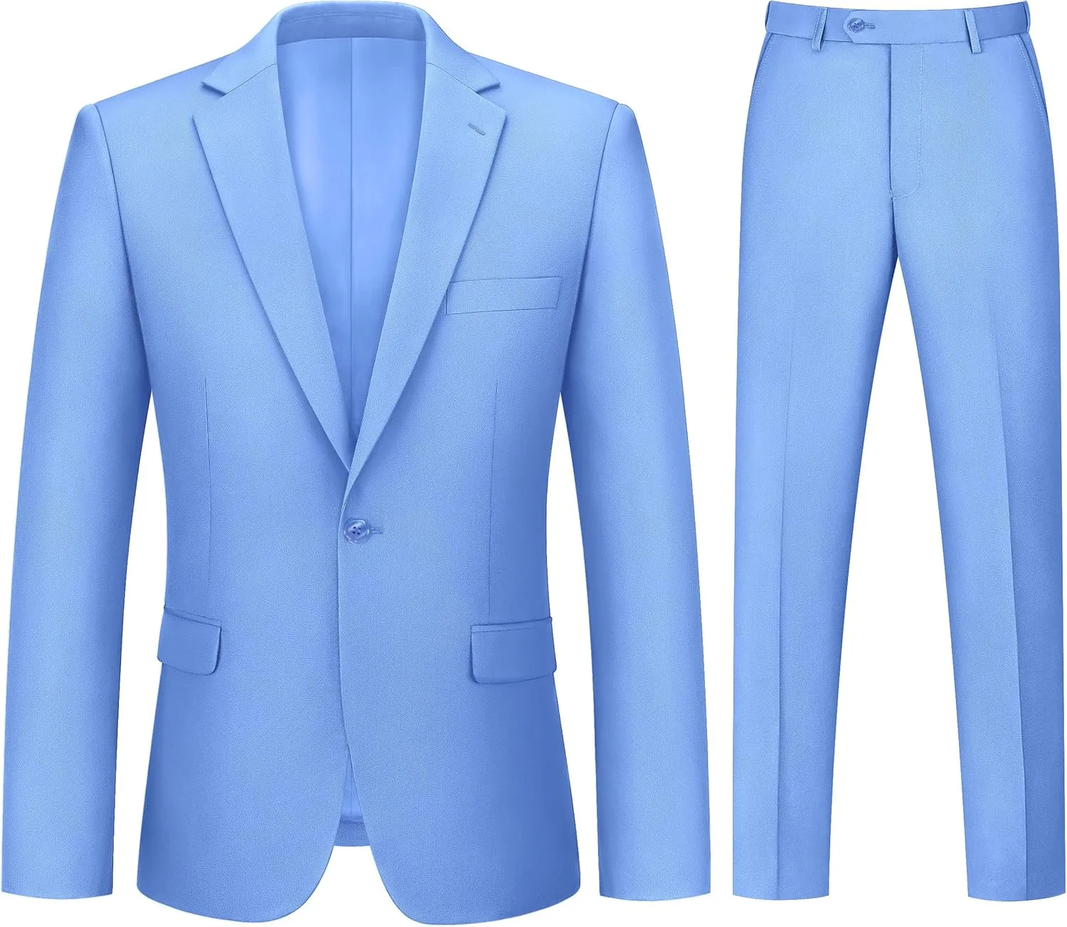 Mens Suit 2 Piece Suits for Men One Button Slim Fit Solid Jacket & Pants Tuxedo Set Business Wedding Party