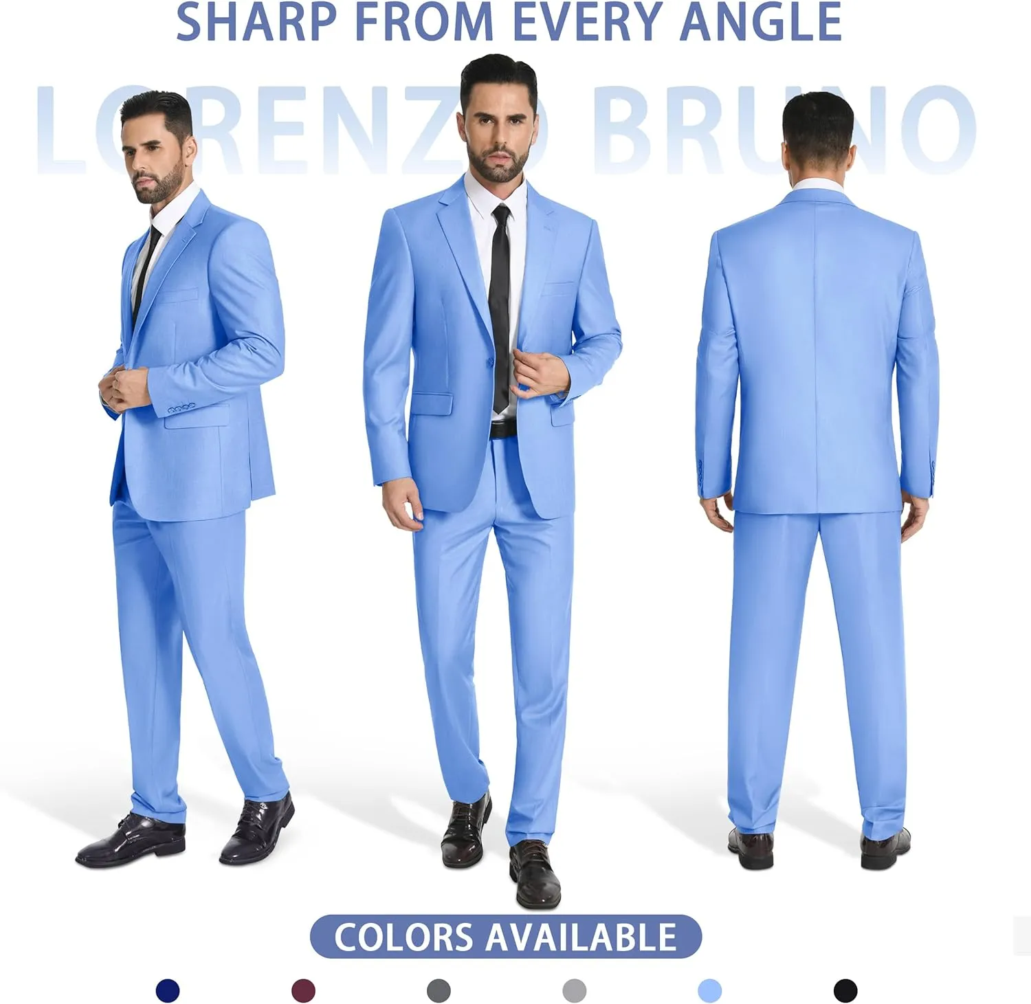 Mens Suit 2 Piece Suits for Men One Button Slim Fit Solid Jacket & Pants Tuxedo Set Business Wedding Party