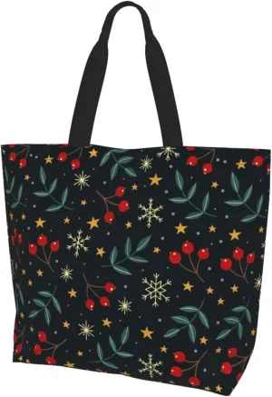 Merry Christmas Tote Bag for Women Mother,Christmas Snowman Snowflake Shopping Grocery Bag Shoulder Bags
