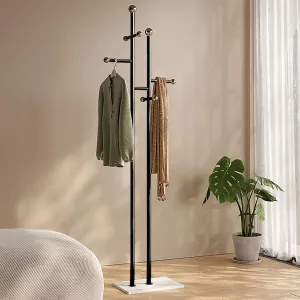 Metal Coat Rack Freestanding Clothes Rack with Square Marble Base Hanging Clothes Rack for Entryway Bedroom Living Room Hotel 14.96 x 10.24 x 68.9 Inches (Black)