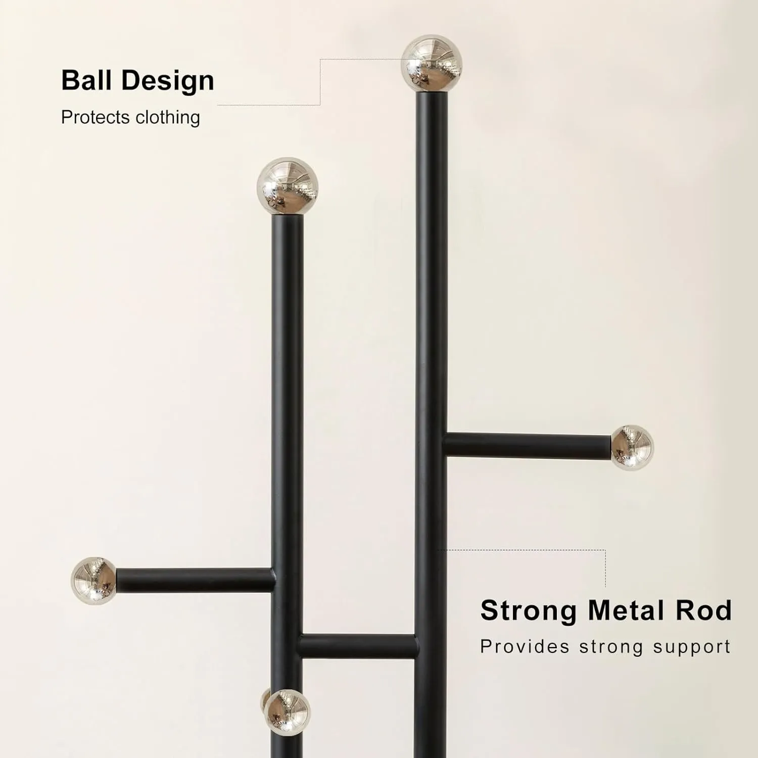 Metal Coat Rack Freestanding Clothes Rack with Square Marble Base Hanging Clothes Rack for Entryway Bedroom Living Room Hotel 14.96 x 10.24 x 68.9 Inches (Black)
