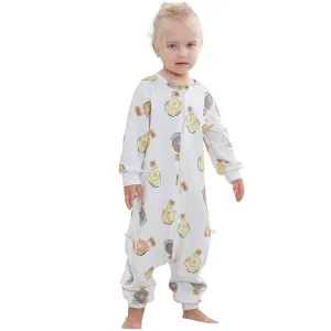 MICHLEY Baby Sleeping Sack with Legs Cotton Long Sleeve Toddler Wearable Blanket Sleeping Bag 2T-4T, White Bear