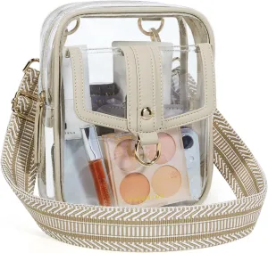 Missnine Clear Bag Stadium Approved PVC Crossbody Purse for Women Transparent Shoulder Concert Bag with Guitar Strap