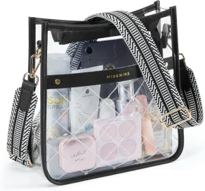 Missnine Clear Crossbody Bags for Women Stadium Approved Clear Purse for Concert Transparent Plastic Bag with Guitar Strap