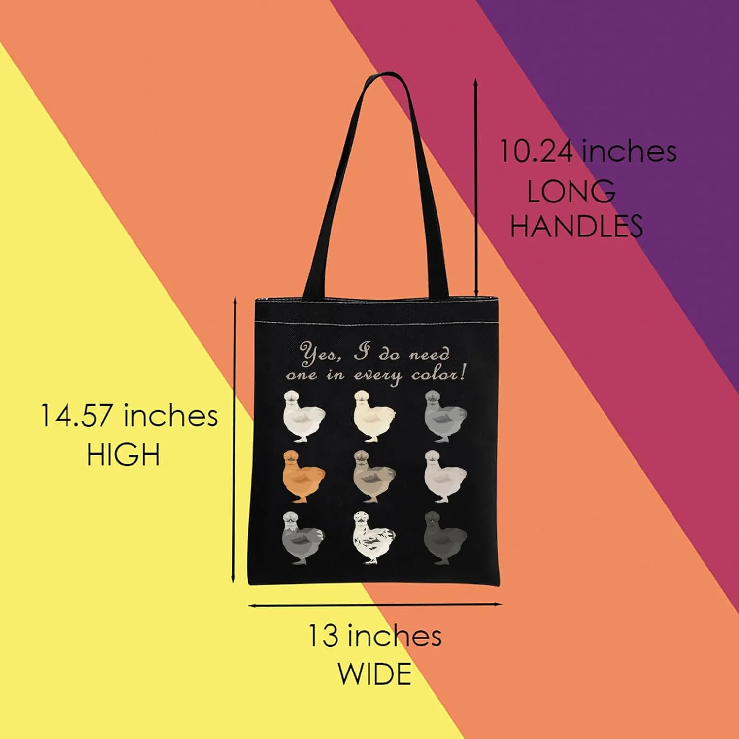 MNIGIU Funny Silkie Chicken Gift Silkie Chicken Tote Bag Silkie Chicken Owner Gift Silkie Chicken Lover Gift For Farmer