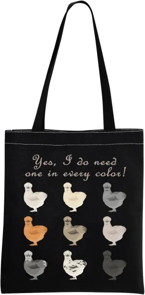 MNIGIU Funny Silkie Chicken Gift Silkie Chicken Tote Bag Silkie Chicken Owner Gift Silkie Chicken Lover Gift For Farmer