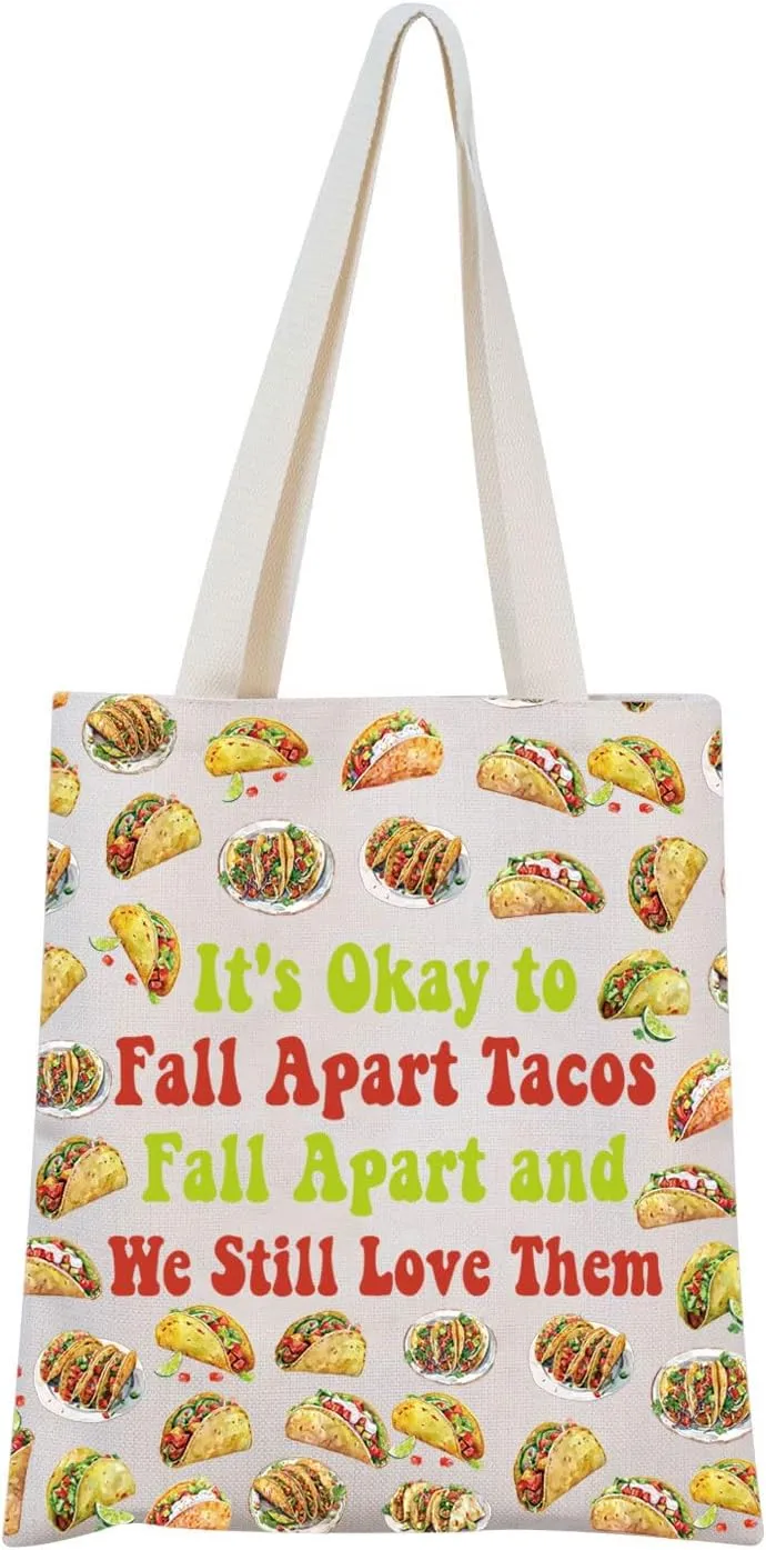 MNIGIU Funny Tacos Gift Tacos Tote Bag Tacos Lover Gift Mexican Food Gift Tacos Party Gift Tacos Theme Gift