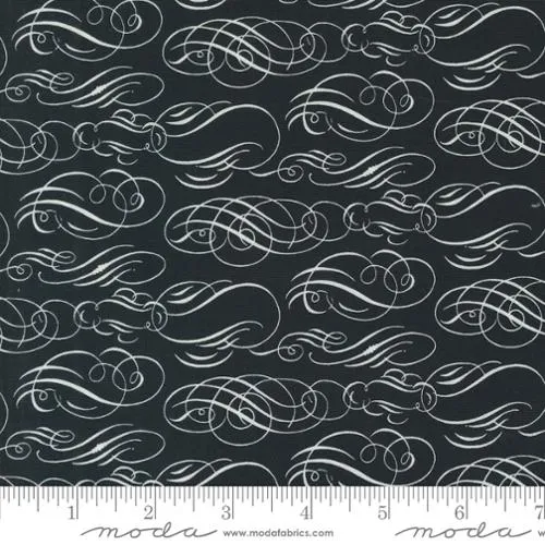 Moda Sable & Swan - Scrolls - Ebony