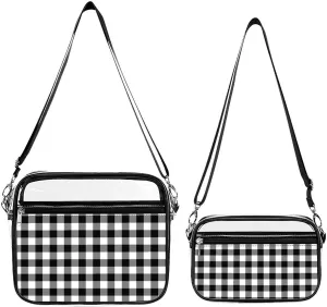 Modern Black White Buffalo Checks Transparent Cross Bag Two-piece Set