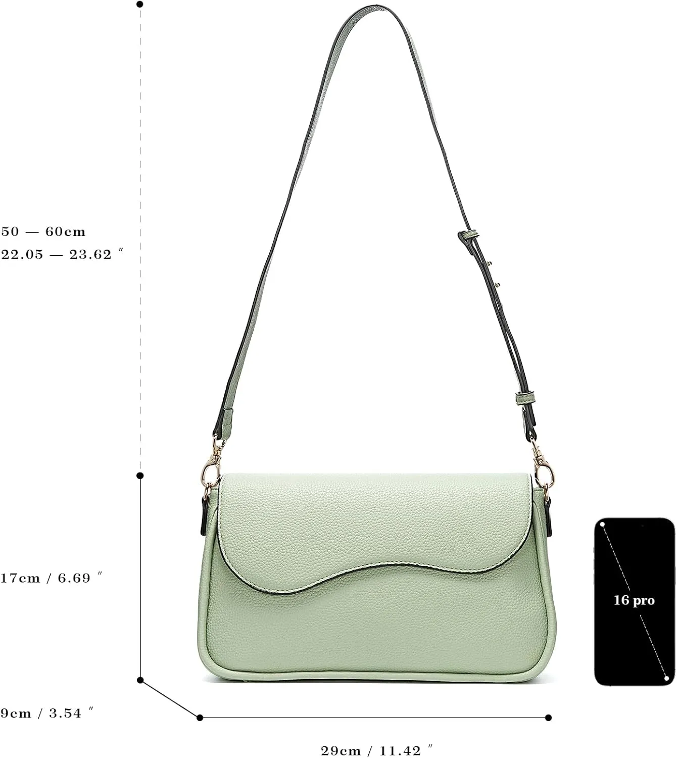 molshine Women's Crossbody Bag, PU Leather Square Flapover Shoulder Bags, Stylish Flip Cover Mailman Bag Tote Purses Satchel