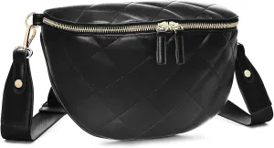 molshine Women's Quilted Crossbody Bum Bags, Trendy Puffer Belt Sling Bag Shoulder Bag Waist Pack Chest Bag Fanny Pack Purse (Black)