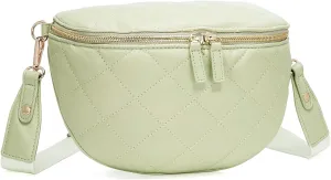 MOLSHINE Women's Quilted Crossbody Bum Bags, Trendy Puffer Belt Sling Bag Shoulder Bag Waist Pack Chest Bag Fanny Pack Purse (Soga Green)