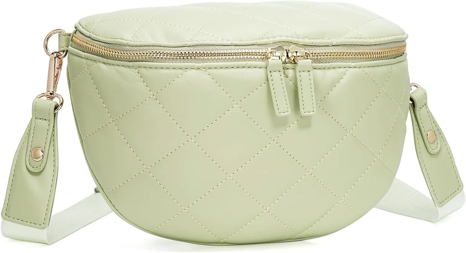 MOLSHINE Women's Quilted Crossbody Bum Bags, Trendy Puffer Belt Sling Bag Shoulder Bag Waist Pack Chest Bag Fanny Pack Purse (Soga Green)