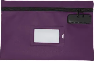 Money Bag for Cash with Lock | 12x8 Inch | Purple | Leatherette Locking Bank Bag | Cash Bag with Lock | Money Bags with Zipper for Cash | Bank Deposit Bags with Zipper | Bank Bags with Zipper
