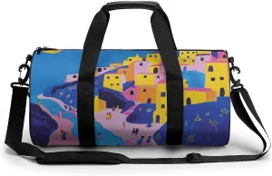 Moon And Village Gym Bag Sport Gym Tote Bag Lightweight Duffle Bag Carry On Weekender Bags for Women Men