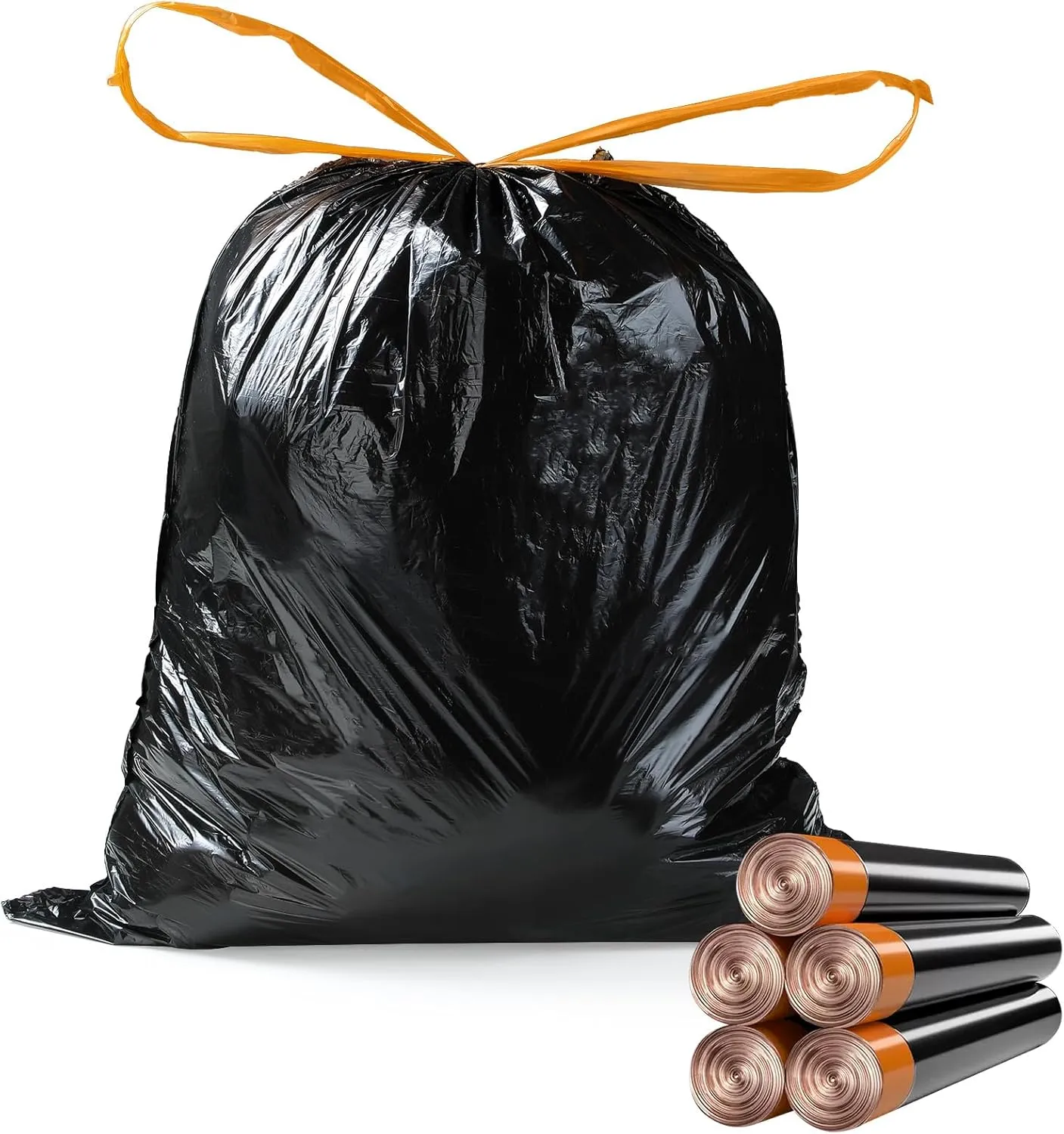 MOPALL Small Drawstring Trash Bag,Easy to Tear and Pack,4 Gallon Garbage Bags,75 Counts