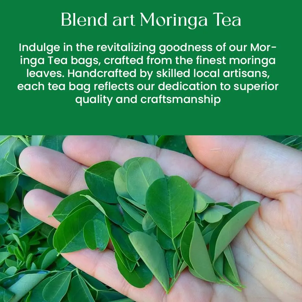 Moringa Tea Bags 100 Count 100% Natural & Pure Moringa Loose Leaf Leaves Super Food Herbal Tea - Energy & Immunity Booster, Supporting Digestion & Immune System No Sugar, No Caffeine
