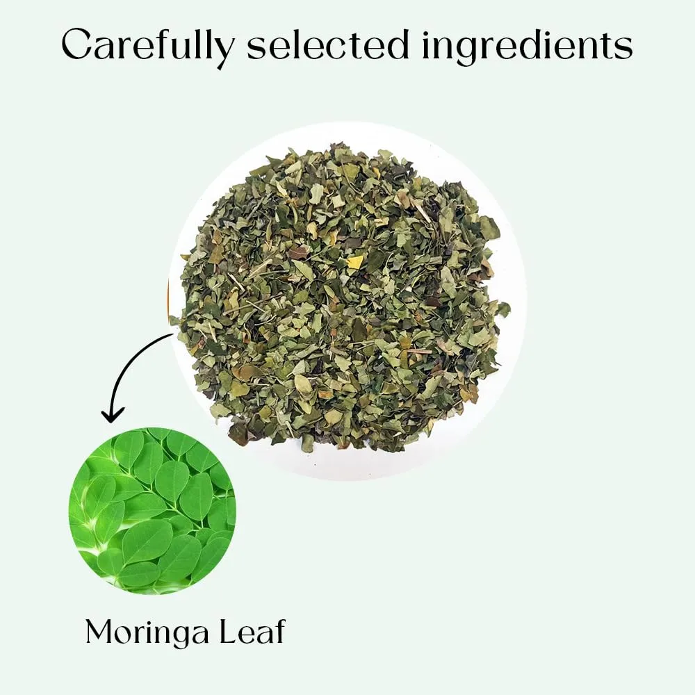 Moringa Tea Bags 100 Count 100% Natural & Pure Moringa Loose Leaf Leaves Super Food Herbal Tea - Energy & Immunity Booster, Supporting Digestion & Immune System No Sugar, No Caffeine