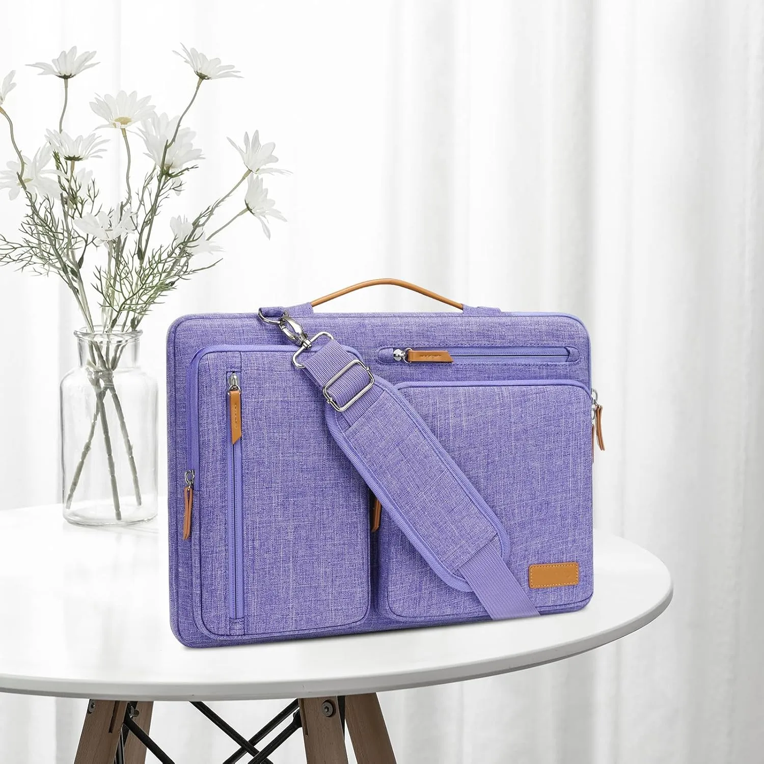 MOSISO 360 Protective Laptop Shoulder Bag,13 inch Computer Bags Compatible with MacBook Air M4 M3 M2 M1 2025-2018/Pro 13 2025-2016,Side Open Messenger Bag with 4 Zipper Pockets, Purple