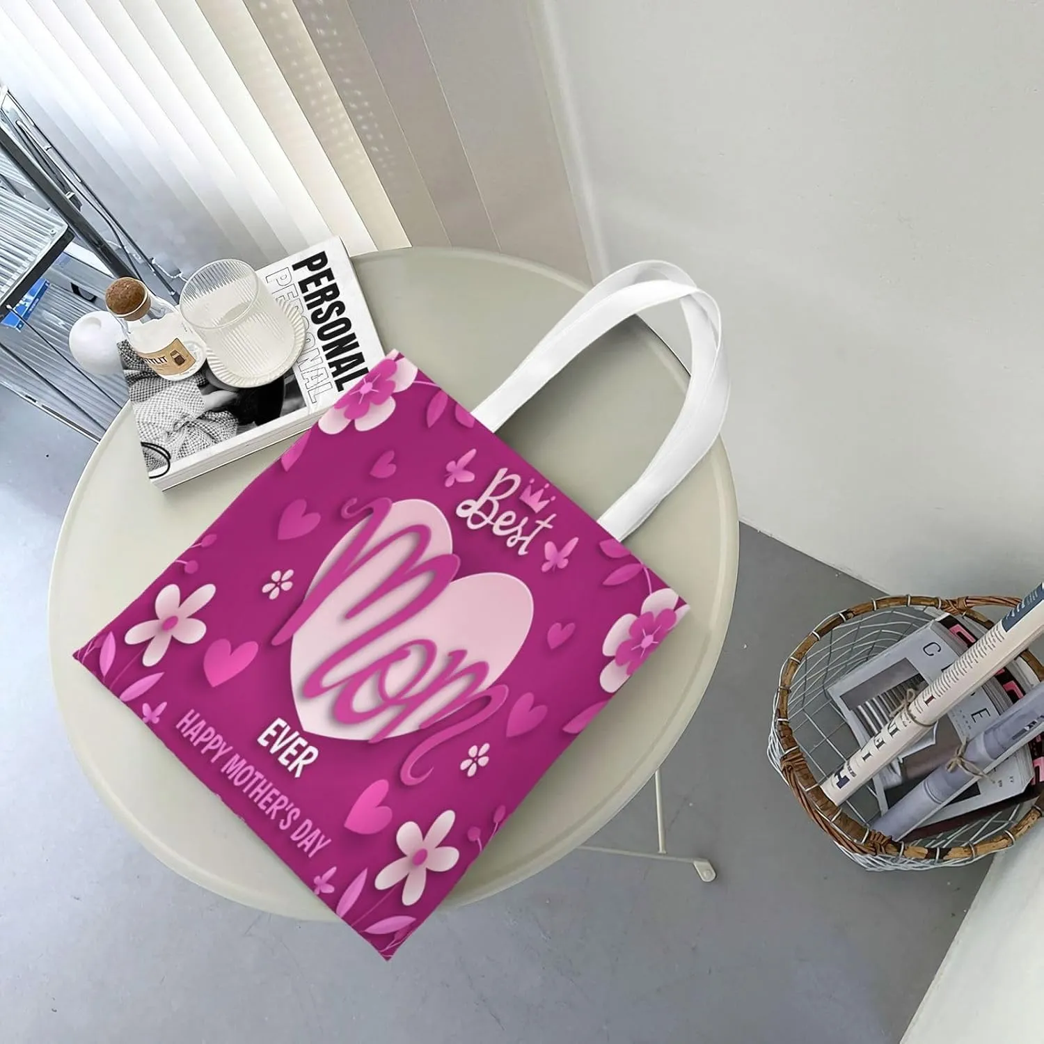 Mother Of A Princess Mother's Day Canvas Tote Bag for Women Reusable Grocery Shoulder Bags Shopping Handbags