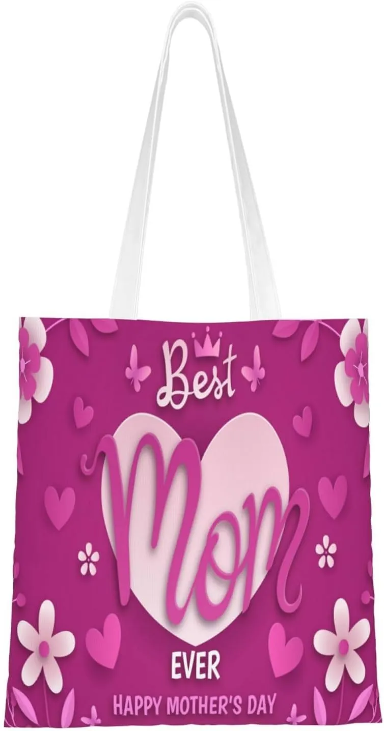 Mother Of A Princess Mother's Day Canvas Tote Bag for Women Reusable Grocery Shoulder Bags Shopping Handbags