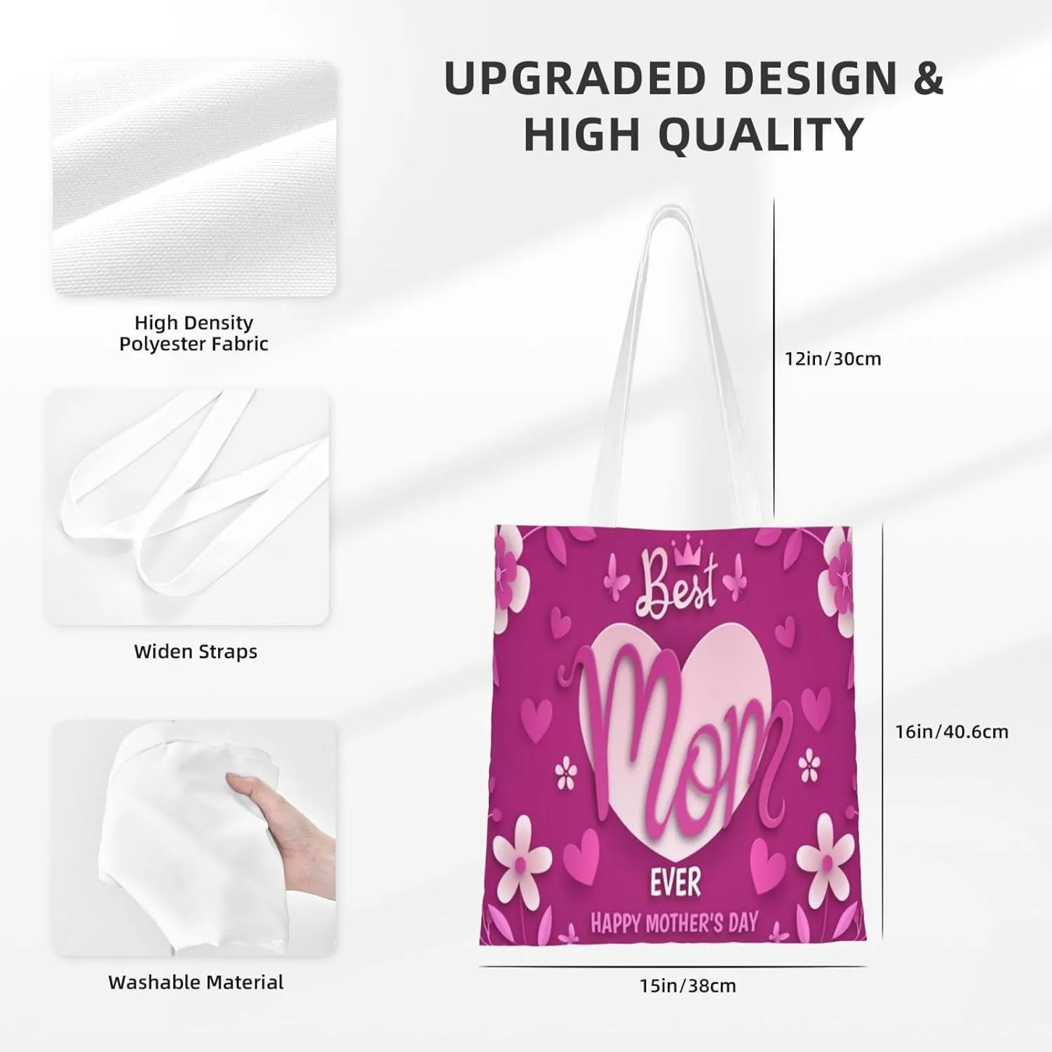 Mother Of A Princess Mother's Day Canvas Tote Bag for Women Reusable Grocery Shoulder Bags Shopping Handbags