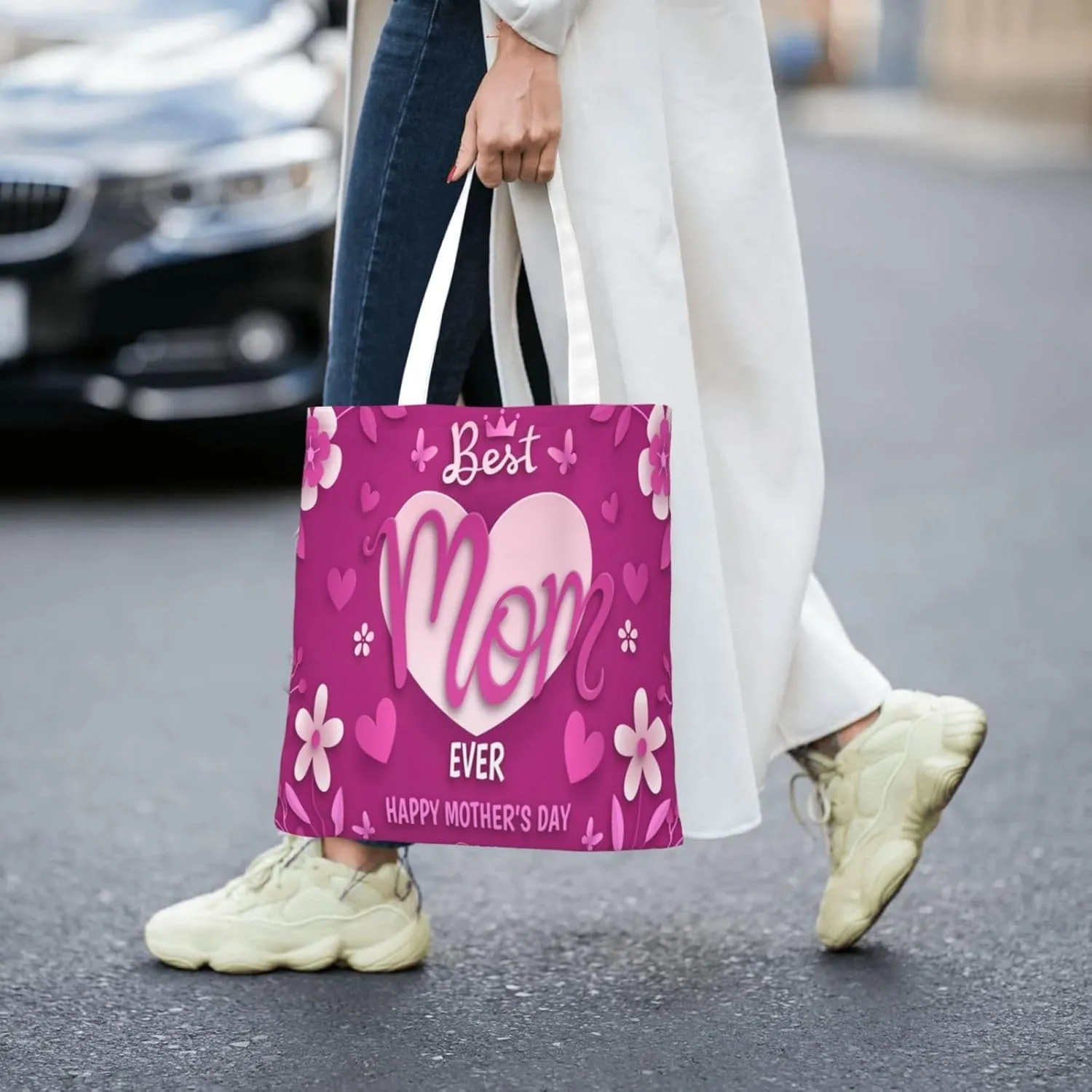 Mother Of A Princess Mother's Day Canvas Tote Bag for Women Reusable Grocery Shoulder Bags Shopping Handbags