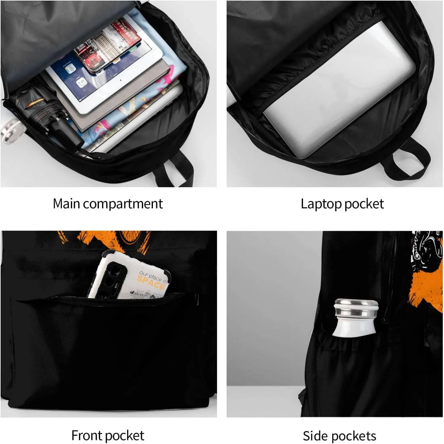 Motocross Adventure Of The Road Motorcycle Backpack Casual Laptop Backpack Large Capacity Double Shoulder Bag Travel Daypack For Women Men