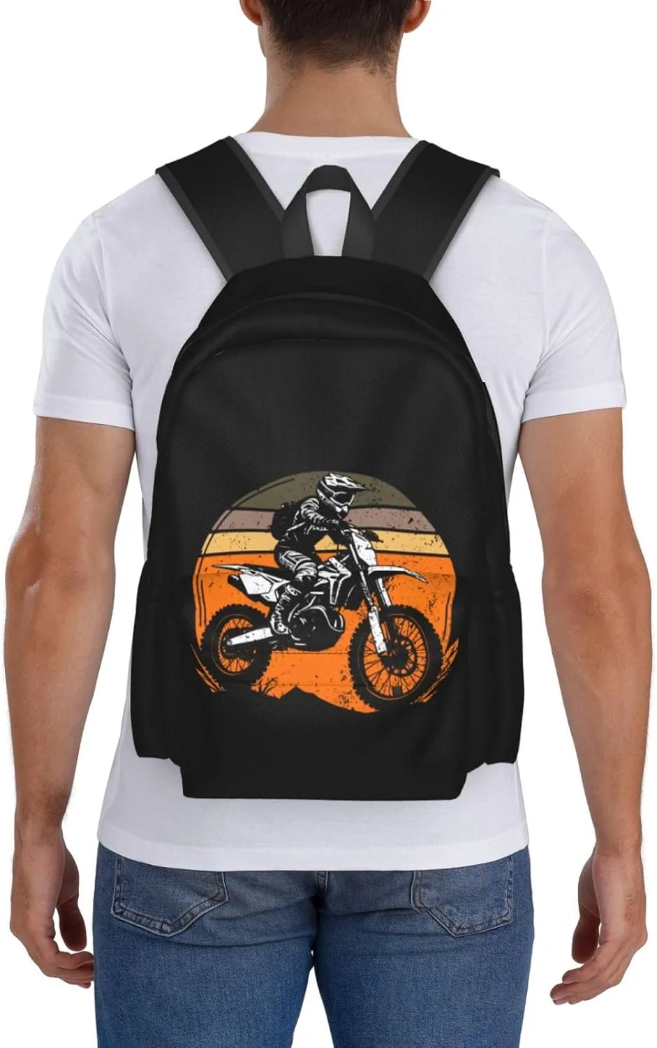 Motocross Adventure Of The Road Motorcycle Backpack Casual Laptop Backpack Large Capacity Double Shoulder Bag Travel Daypack For Women Men