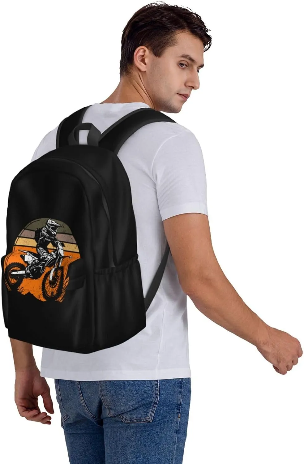 Motocross Adventure Of The Road Motorcycle Backpack Casual Laptop Backpack Large Capacity Double Shoulder Bag Travel Daypack For Women Men