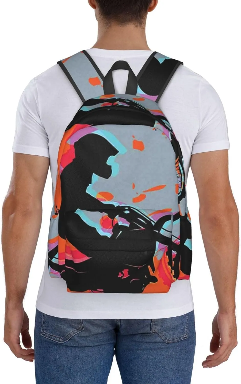 Motocross Dirt Bike Large Capacity Backpack Casual Double Shoulder Bag Laptop Backpack Travel Daypack For Women Men