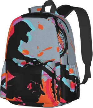 Motocross Dirt Bike Large Capacity Backpack Casual Double Shoulder Bag Laptop Backpack Travel Daypack For Women Men