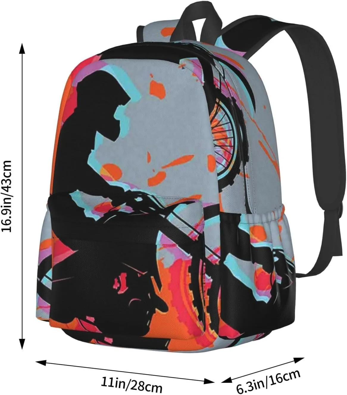 Motocross Dirt Bike Large Capacity Backpack Casual Double Shoulder Bag Laptop Backpack Travel Daypack For Women Men