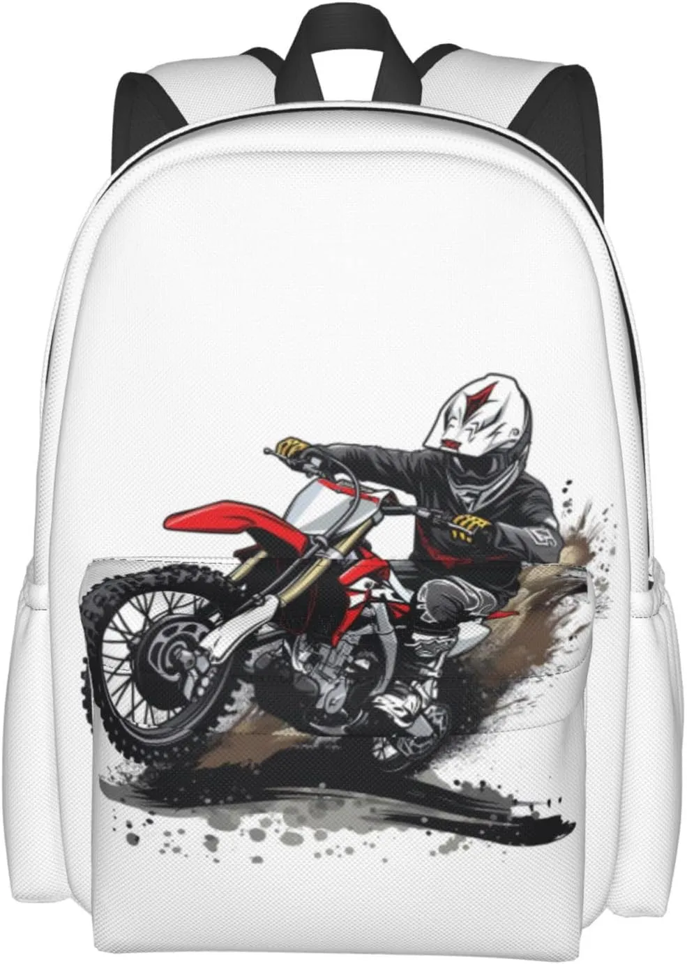 Motocross Dirt Bike Racing Supercross Flying Jump Backpack Casual Laptop Backpack Large Capacity Double Shoulder Bag Travel Daypack For Women Men