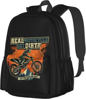 Motocross Dirt Bike Racing Supercross Flying Jump Backpack Casual Laptop Backpack Large Capacity Double Shoulder Bag Travel Daypack For Women Men