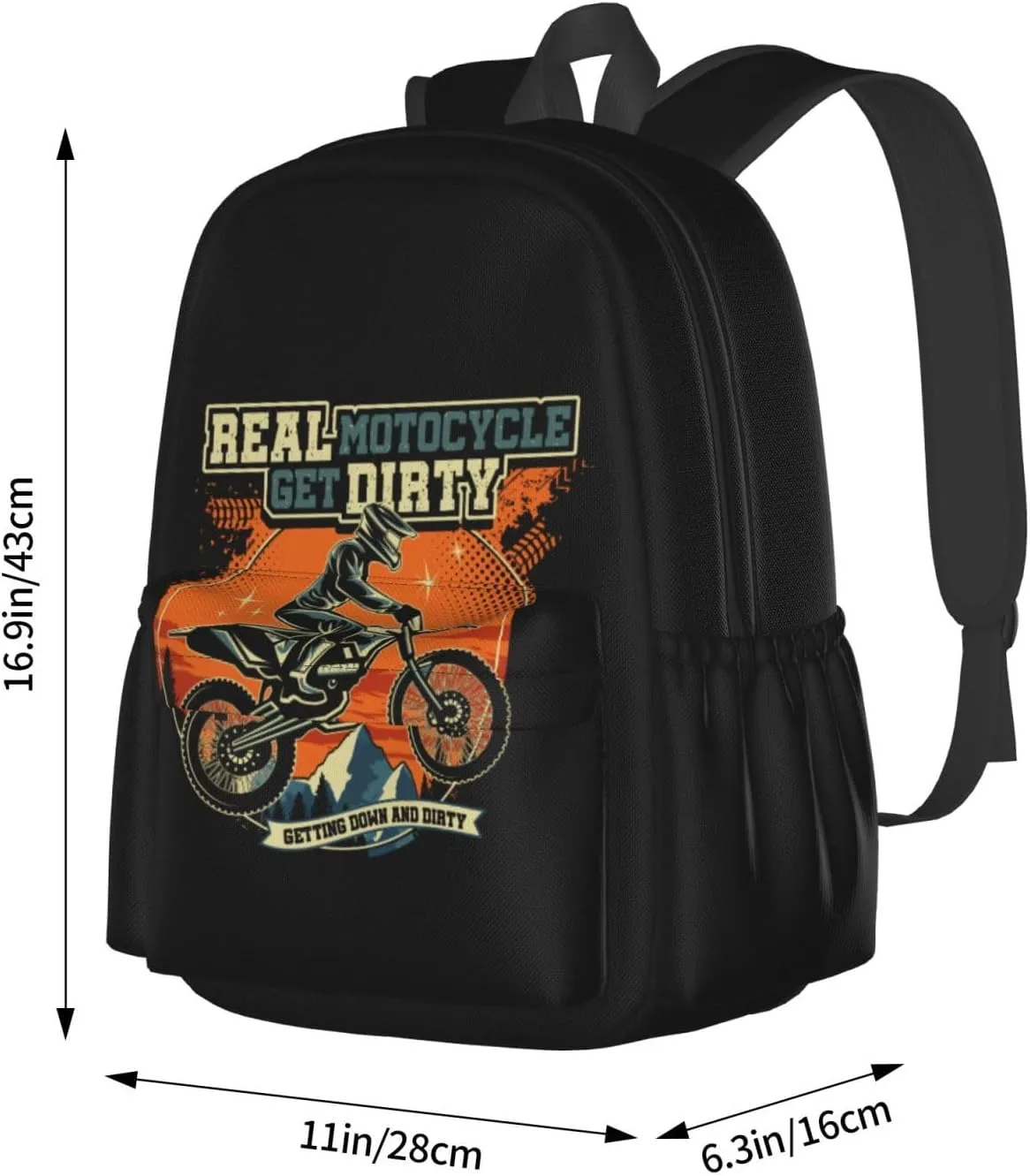 Motocross Dirt Bike Racing Supercross Flying Jump Backpack Casual Laptop Backpack Large Capacity Double Shoulder Bag Travel Daypack For Women Men