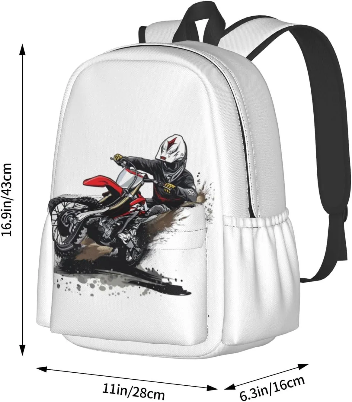 Motocross Dirt Bike Racing Supercross Flying Jump Backpack Casual Laptop Backpack Large Capacity Double Shoulder Bag Travel Daypack For Women Men