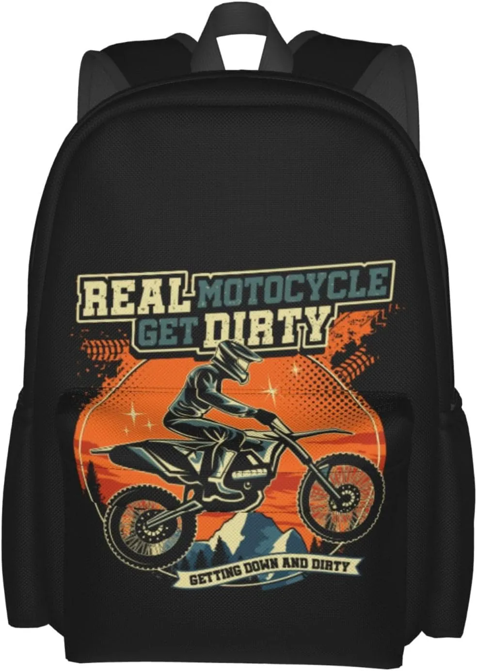 Motocross Dirt Bike Racing Supercross Flying Jump Backpack Casual Laptop Backpack Large Capacity Double Shoulder Bag Travel Daypack For Women Men