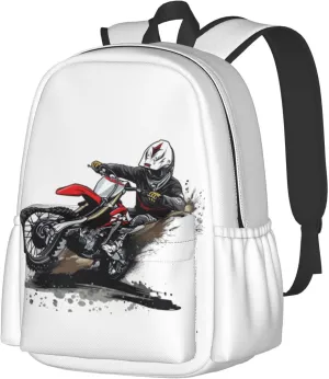 Motocross Dirt Bike Racing Supercross Flying Jump Backpack Casual Laptop Backpack Large Capacity Double Shoulder Bag Travel Daypack For Women Men